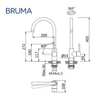 MEDIDAS MONOMANDO COCINA INOX BRUMA